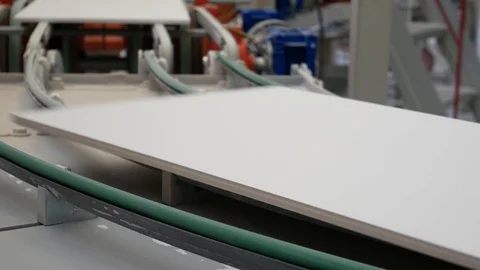 Factory for Production of Ceramic Modern Tiles on Conveyor Belt Stock Footage 90454404