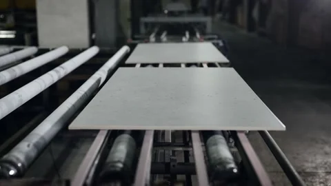 Factory for the production of ceramic tiles and porcelain tiles. Automatic Stock Footage 199579429