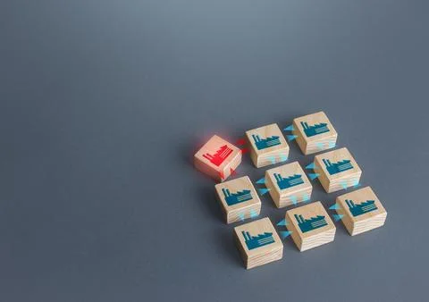 Factory production chains are under threat. Violation of logistics and establ Stock Photos