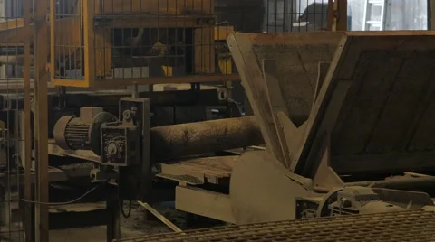 Factory for the production of concrete blocks and paving stones Stock Footage