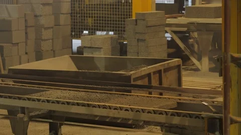 Factory for the production of concrete blocks and paving stones Stock Footage