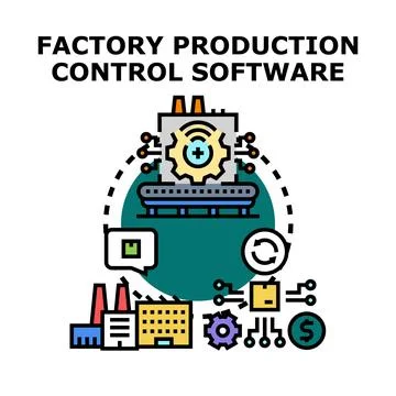 Factory production control software system automation process Stock Illustration