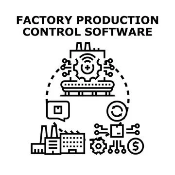 Factory production control software system automation process Stock Illustration