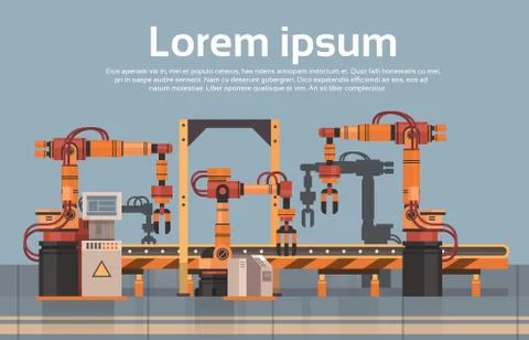 Factory Production Conveyor Automatic Assembly Line Machinery Industrial Stock Illustration