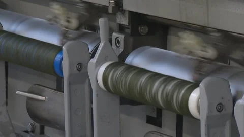 Factory for the production of fabrics and threads for sewing. Stock Footage 146187627