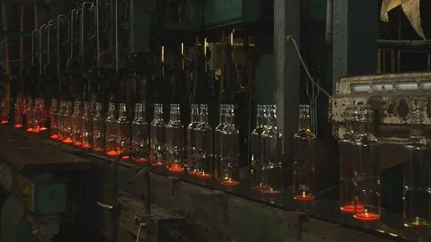 Factory for the production of glass bottles Stock Footage 73831136