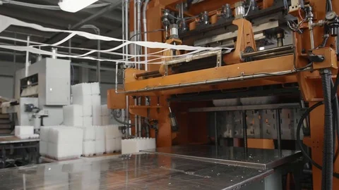 Factory production line, disposable containers automated manufacturing process Stock Footage 116974874