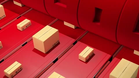 Factory Production Line: Looping Conceptual Animation of Consumer Goods Man.. Video stock 263539078