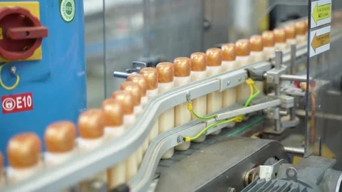 Factory production line, the new plastic bottles on the conveyor Vidéo 154030810