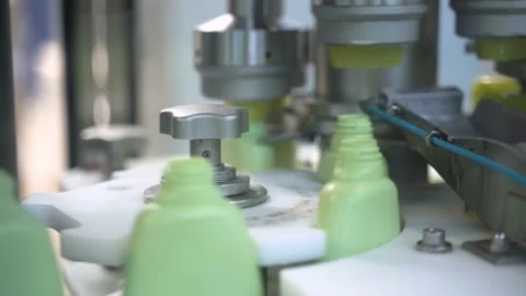 Factory production line, the new plastic bottles on the conveyor Vidéo 154031986