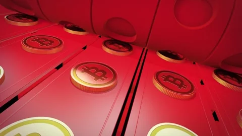 Factory production line producing Bitcoin currency Vídeos de archivo 263988979