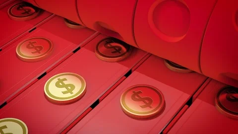 Factory production line producing Dollar currency Stock Footage 263898879