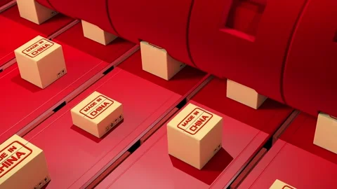 Factory production line producing Made In China products Video stock 263708533