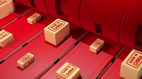 Factory production line producing Made In China products Video stock 263709861