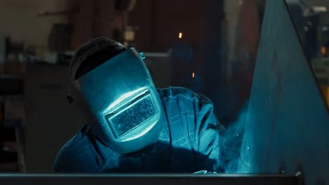 Factory production machine tools welding metal Stock Footage 129893924