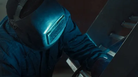 Factory production machine tools welding metal Stock Footage 129893951