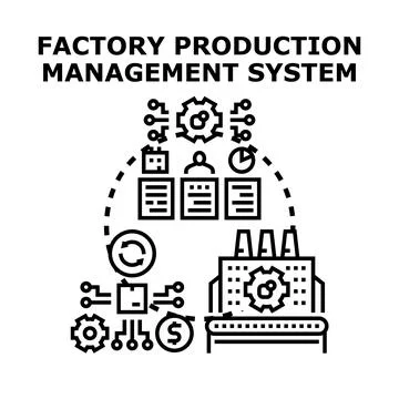 Factory production management system concept with technology integration Stock Illustration