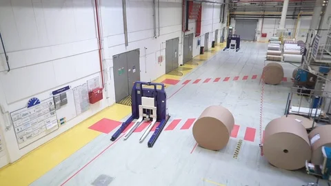 The factory production of packaging paper. Stock Footage 105343898
