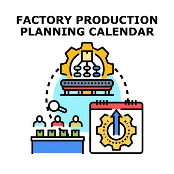 Factory production planning calendar process managing efficiency 库存插图