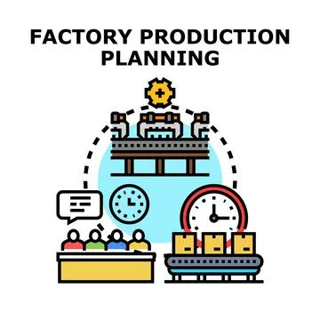 Factory production planning process optimizing industry workflow イラスト素材