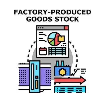 Factory production process analyzing goods stock management Stock Illustration