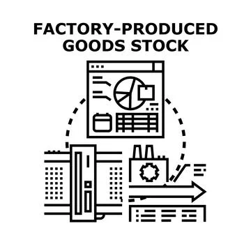 Factory production process analyzing goods stock management Stock Illustration