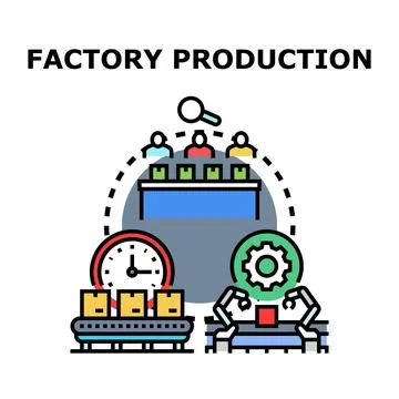 Factory production process automation and management concept Stock Illustration