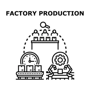 Factory production process automation and management concept Stock Illustration