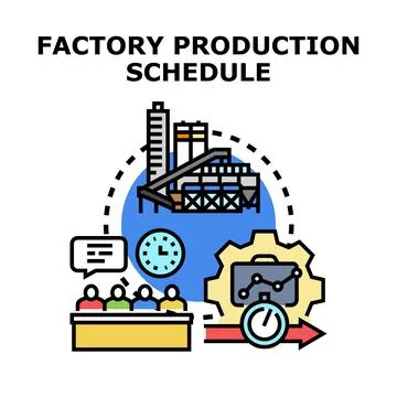 Factory production schedule planning manufacturing process Stock-Illustration