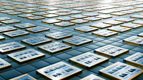Factory for the production of semiconductor microchips for electronics. 3d an Stock Photos