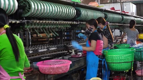 Factory for production of silk threads near Da Lat, Vietnam Video stock 137287997
