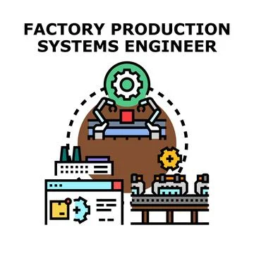 Factory production systems engineer concept illustration Illustrazione stock