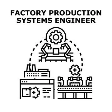 Factory production systems engineer concept illustration Stock Illustration