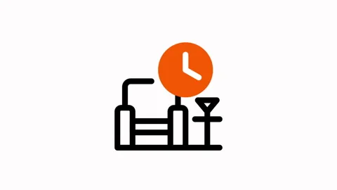 Factory Production Time Management Icon Animation Concept. Stock Footage 325402500
