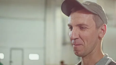 Factory Production Worker Smiling Stock Footage 197114506