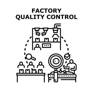 Factory quality control checking product manufacturing process Stockillustratie