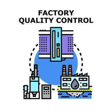 Factory quality control process managing industrial production Stock Illustration