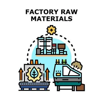Factory raw materials processing and manufacturing production cycle Illustrazione stock