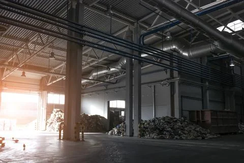 Factory for recycling garbage from the inside. Stock Photos