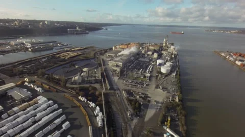 Factory by the river Stock Footage 46093651