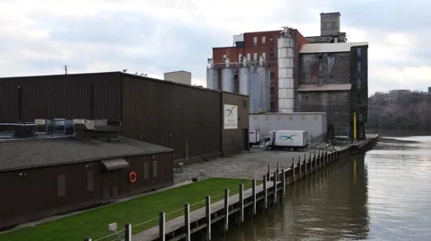Factory on the river Stock-Footage 57873205