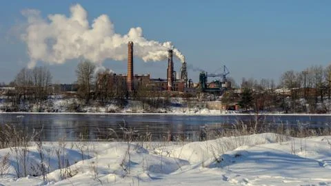 Factory on the river Foto stock