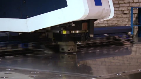 Factory Robot Cutting Metal Stock Footage 341268539