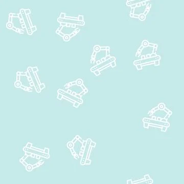 Factory robotic arm line vector seamless pattern Stock Illustration