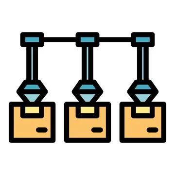 Factory robotic flow icon vector flat 스톡 일러스트