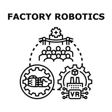 Factory robotics innovation presenting new industrial automation solutions Stock Illustration