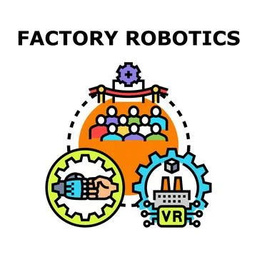 Factory robotics innovation presenting new industrial automation solutions Stock Illustration