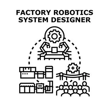 Factory robotics system designer illustrating automation concept Stock Illustration