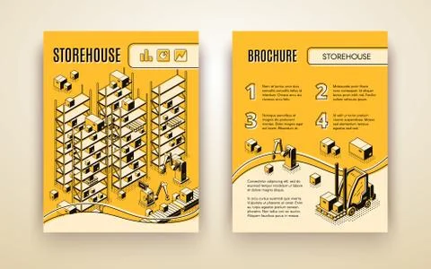 Factory robotized storehouse vector brochure Stock Illustration