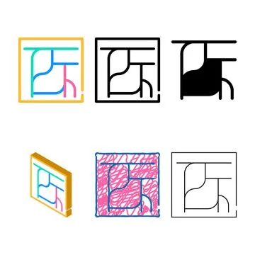 Factory route system color icon styleset vector Stock Illustration